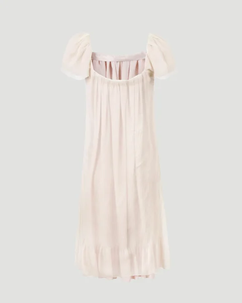 Silk Creponne Mini Dress in Ivory and Pink — снимка 2