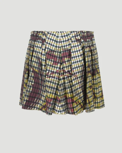 Pleated Gingham Mini Skirt — снимка 2