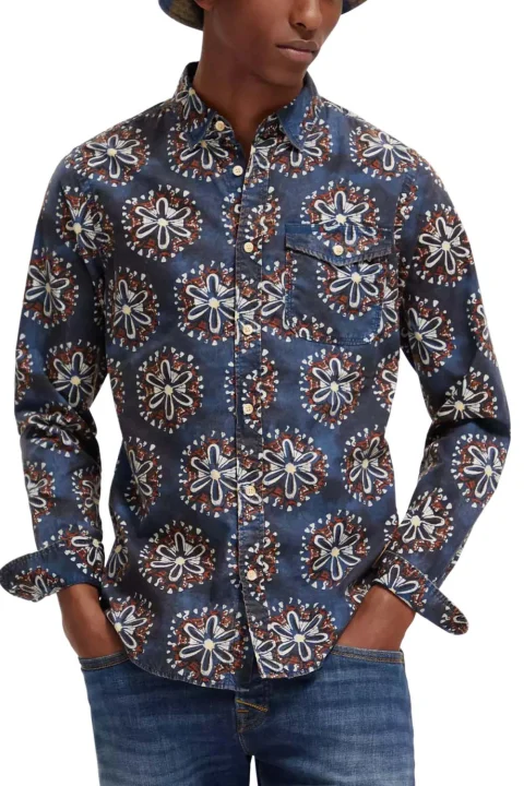 Риза Washed Aop Poplin 172947 SC6497 night batic — снимка 2