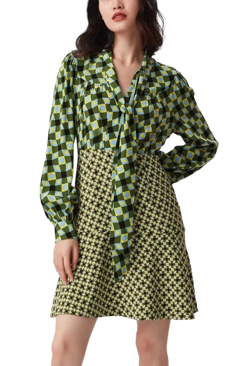 Рокли Dvf Alcina Dress DVFDL3Q018MSTGK B2368 mid/sm tile geo khaki