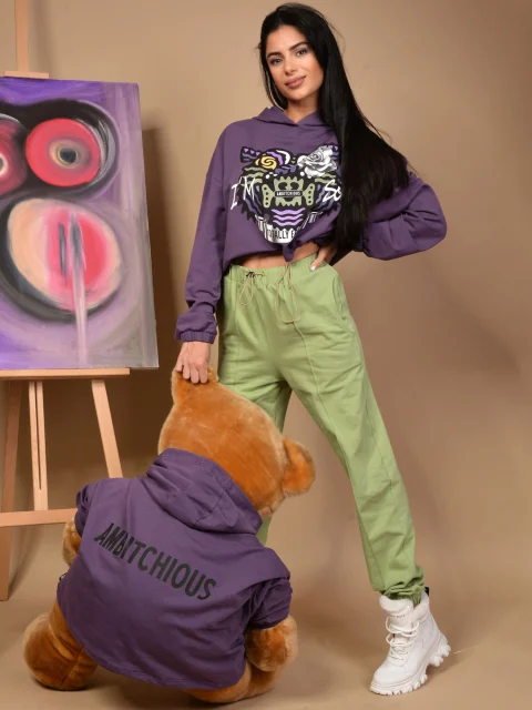 СУИЧЪР В ЛИЛАВ ЦВЯТ Purple cropped sweatshirt — снимка 3