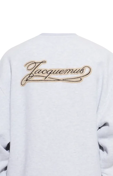 Logo-Patch Cotton Sweatshirt in Light Grey — снимка 2