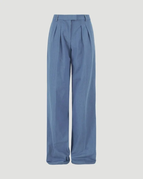 High-Waisted Denim Trousers
