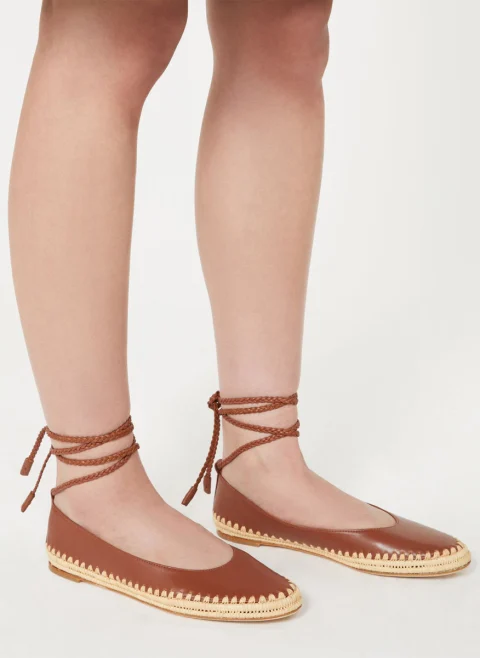 Кожени балеринки с плетени детайли Max Mara Mxastallo — снимка 6