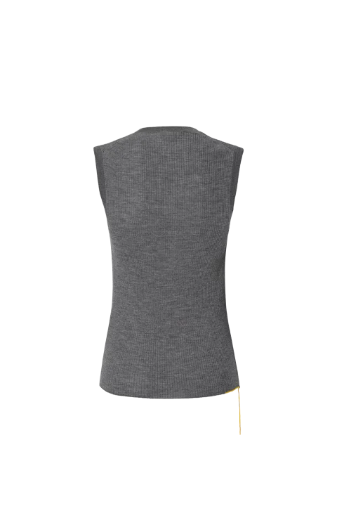 Grey Wool Ribbed Top — снимка 2