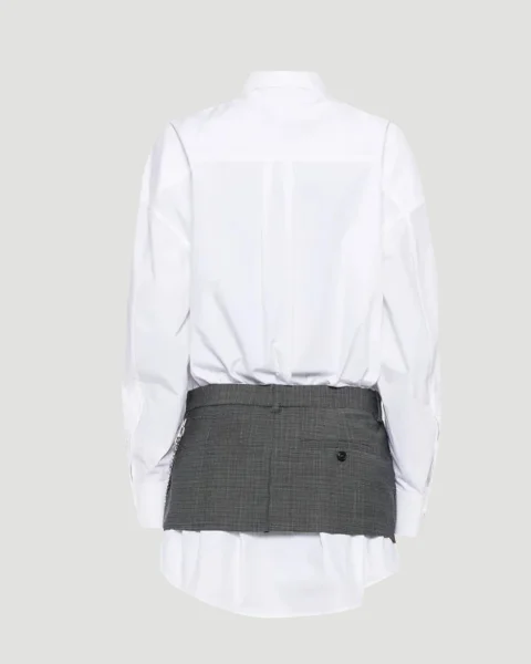 Pre-Styled Shirt-Dress in White and Grey — снимка 2