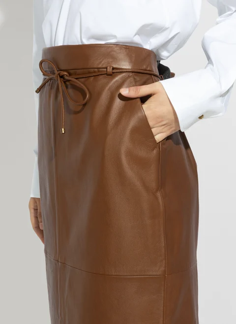 Пола от естествена кожа Max Mara Mxmfantino — снимка 2