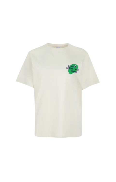 Graphic Cotton T-Shirt in Ecru
