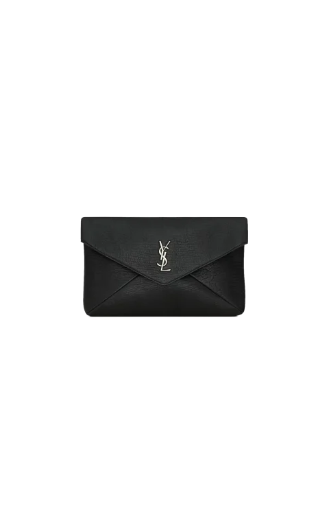 Cassandre Large Envelope Pouch in Black Lambskin