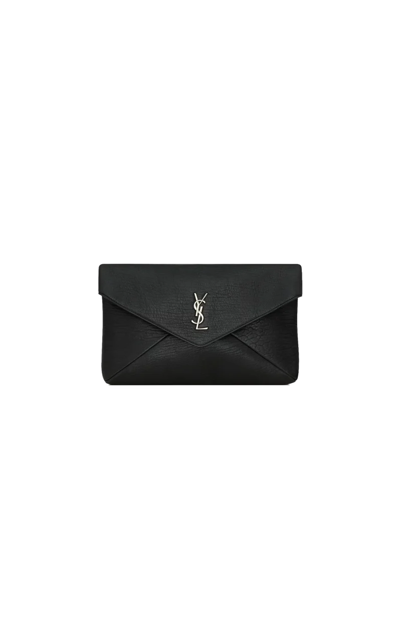 Cassandre Large Envelope Pouch in Black Lambskin