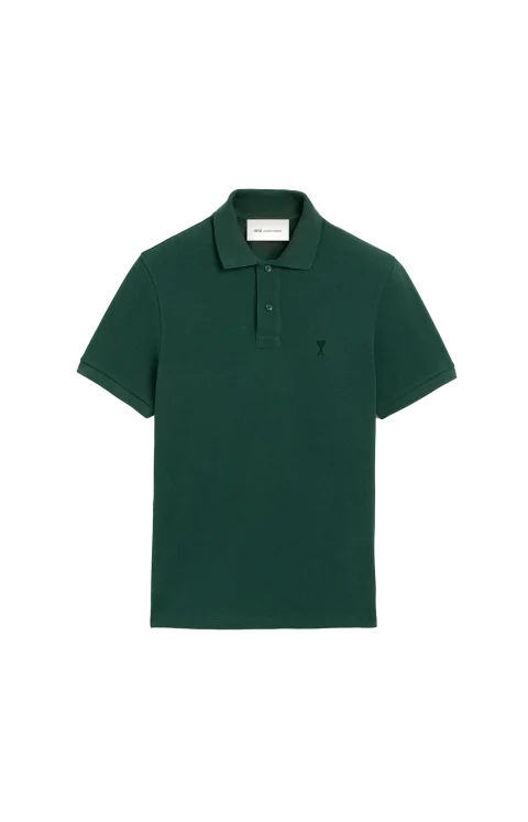 Green Cotton Polo with Ami de Coeur