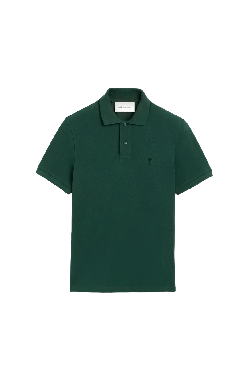 Green Cotton Polo with Ami de Coeur