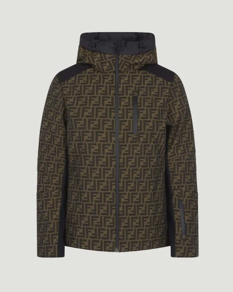 Ski Jacket in Brown FF Canvas