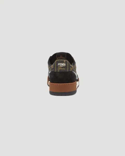 Fendi Match Sneakers in Brown FF Jacquard and Black Suede — снимка 3