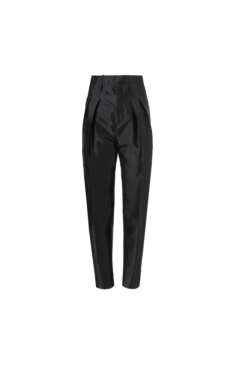 Washed Cotton and Viscose Twill Pants