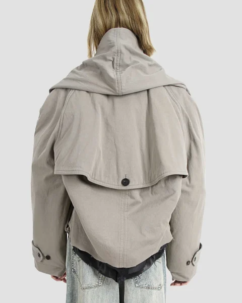 Flipped Hooded Trench in Dark Beige — снимка 4