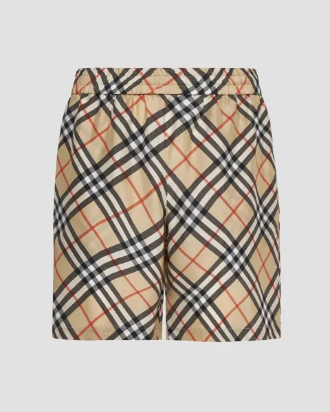 Check Silk Shorts in Sand — снимка 2