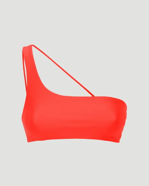 One Shoulder Bikini Top in Coral