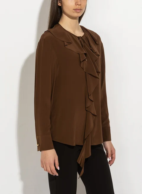 Блуза от копринен креп Max Mara Studio Mstepica — снимка 5