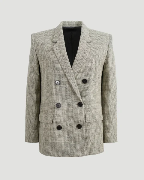 Wool Blazer in Check Pattern