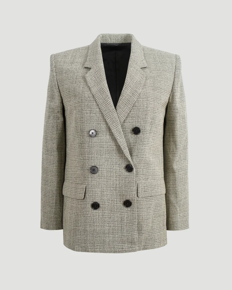 Wool Blazer in Check Pattern