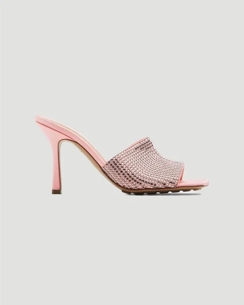 Sparkle Stretch Mule Sandals in Pink