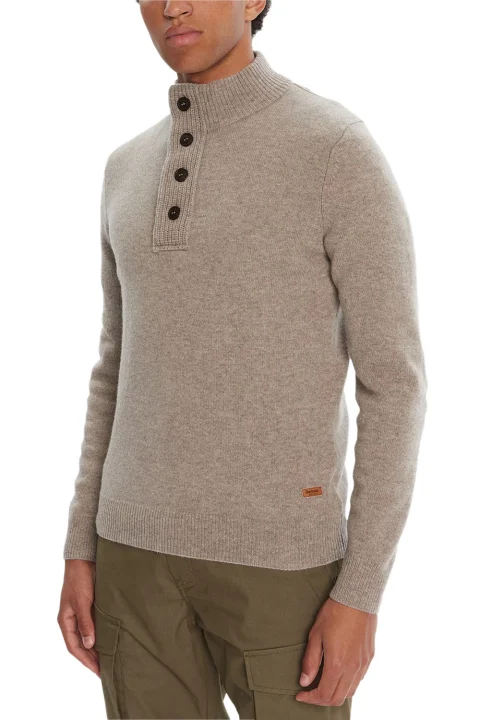 Плетено Essential Patch Half Zip Knitted Jumper MKN0585 st51 stone