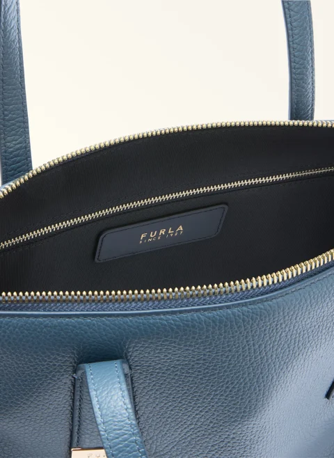 Кожена 'Tote' чанта Furla Olivia Grigio Blu M — снимка 5