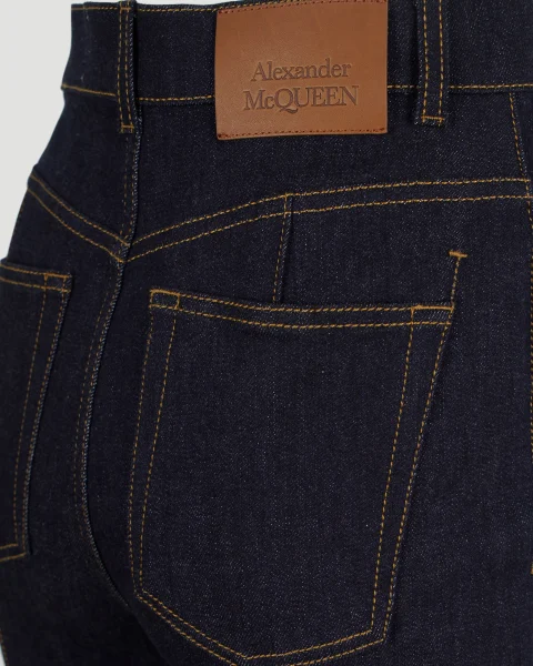 High-Waisted Straight Leg Jeans in Dark Denim — снимка 3