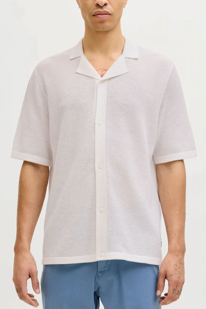 Риза Jjchris Knit Resort Ss 12288537 11-4201 TCX cloud dancer — снимка 2