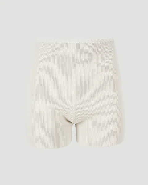 Fitted Rib Shorts in Ecru