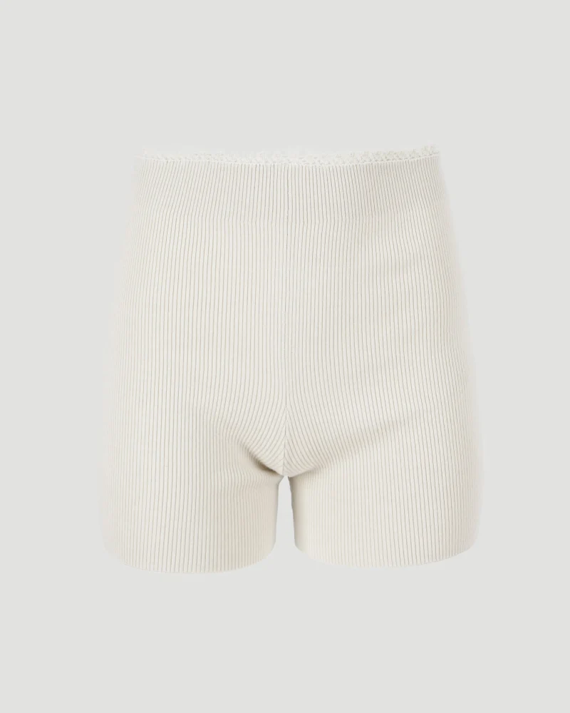 Fitted Rib Shorts in Ecru