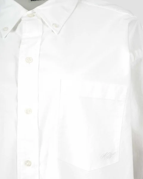 Cotton Oxford Oversize Shirt in White — снимка 3
