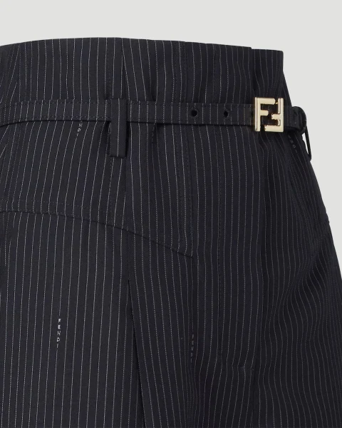 Pinstriped Wool Trousers — снимка 3