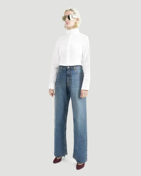 Cotton Poplin Cropped Blouse — снимка 2