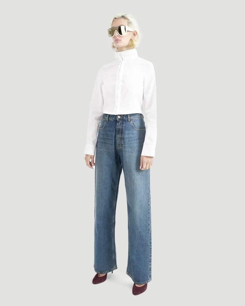 Cotton Poplin Cropped Blouse — снимка 2