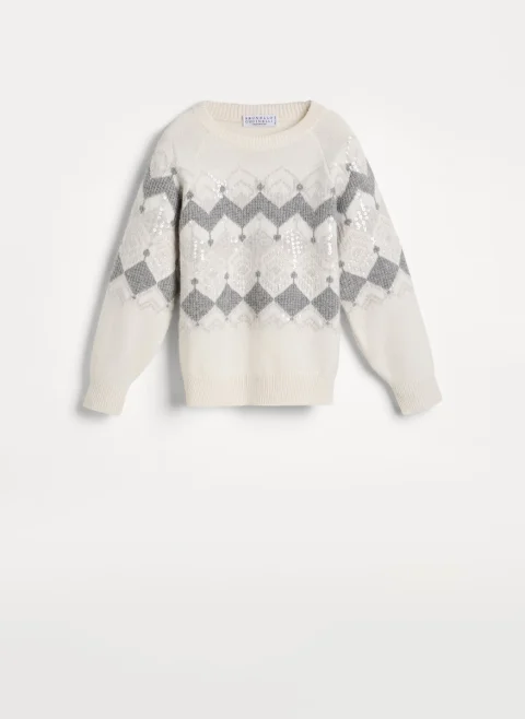 Пуловер от кашмир с пайети Brunello Cucinelli Kids 6