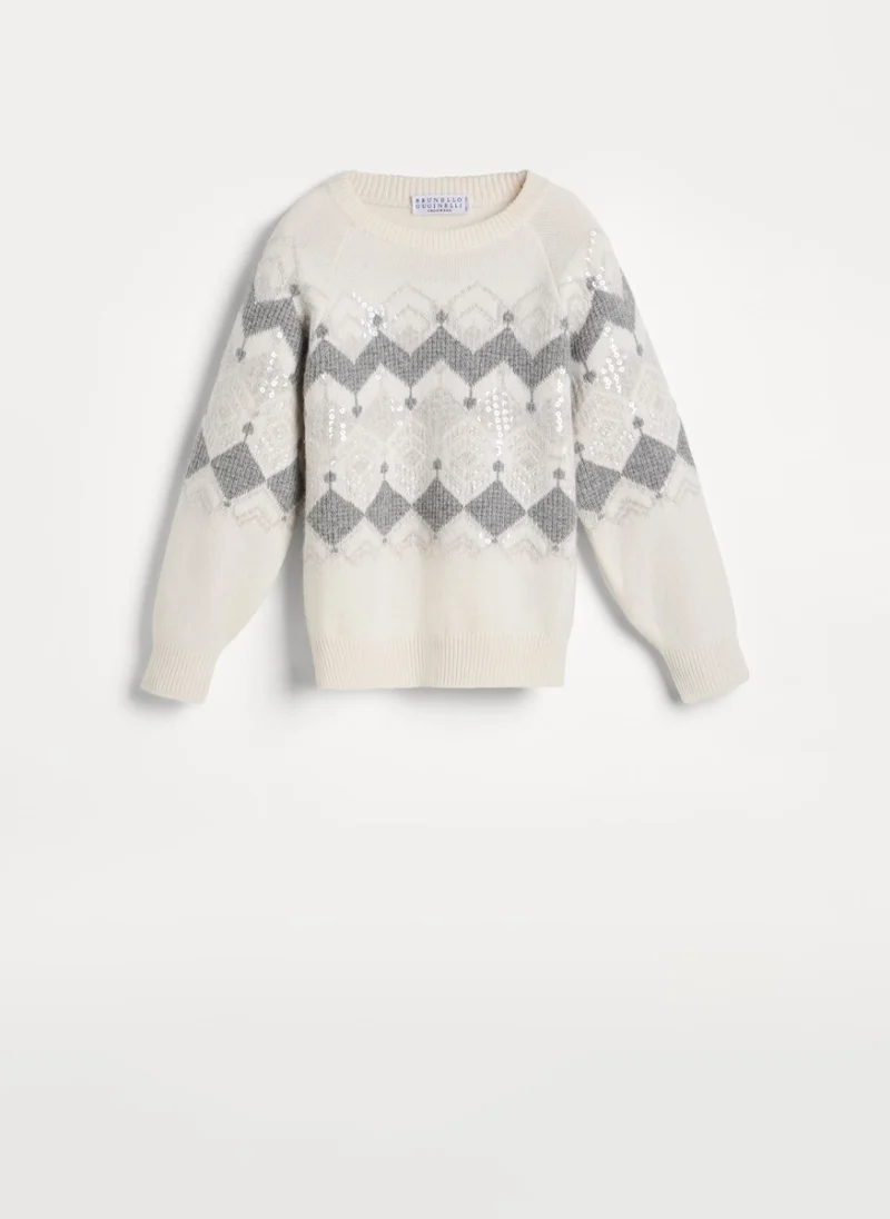Пуловер от кашмир с пайети Brunello Cucinelli Kids 6