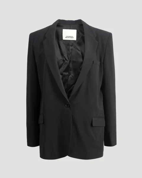 Single-Breasted Blazer in Black Viscose
