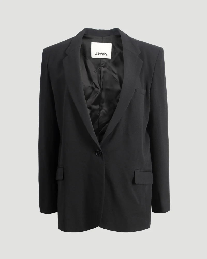 Single-Breasted Blazer in Black Viscose