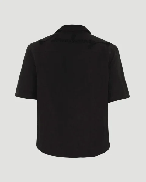 Linen Shirt in Black — снимка 2