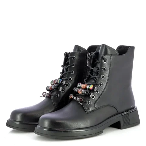 Дамски Кубинки CARLO FABIANI – 476166 BLACK LEATHER — снимка 3