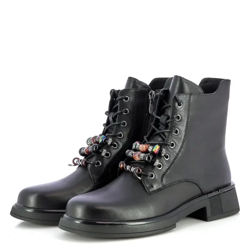 Дамски Кубинки CARLO FABIANI – 476166 BLACK LEATHER — снимка 3