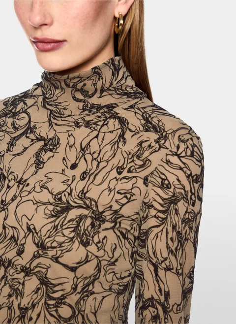 Блуза с кадифен принт Marc Cain Collections — снимка 5