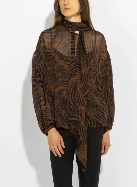 Блуза от копринен шифон с панделка Max Mara Studio Mstballata — снимка 9