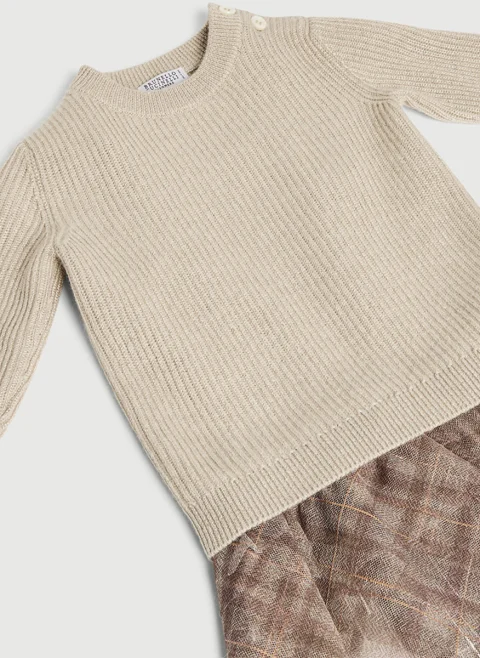 Рокля от кашмир 'Sparkling notes' Brunello Cucinelli Kids 12M — снимка 3