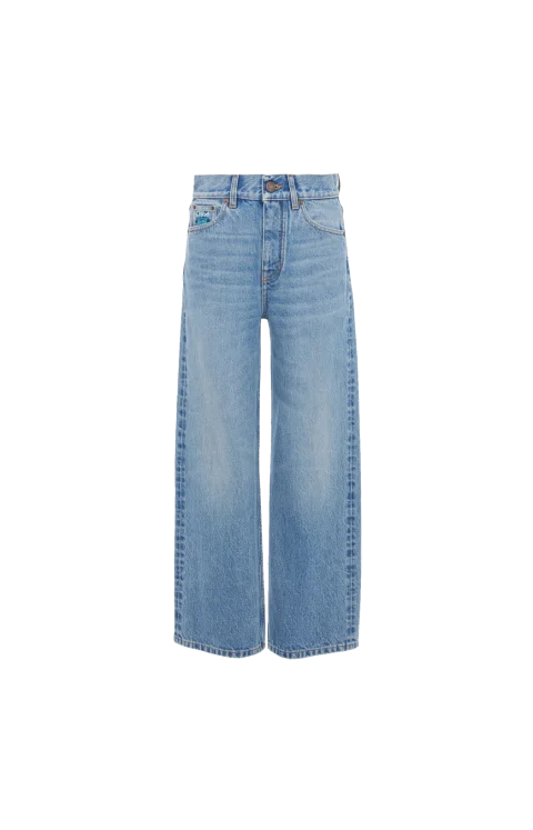 Wide-Leg Jeans in Light Blue Denim