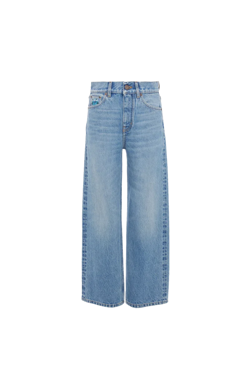 Wide-Leg Jeans in Light Blue Denim
