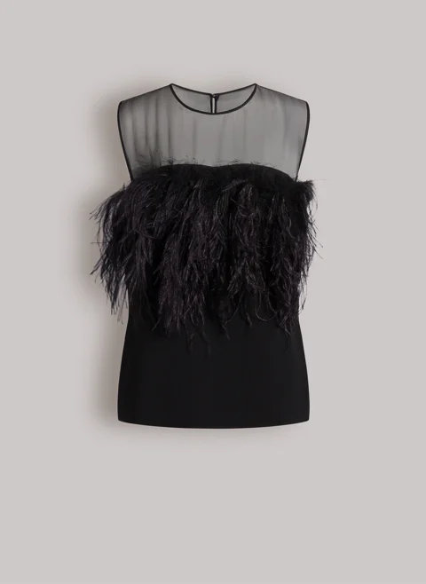 Топ с апликирани пера Alberta Ferretti — снимка 4