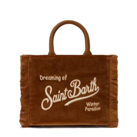 Дамска кафява чанта Vanity Velvet SAINT BARTH